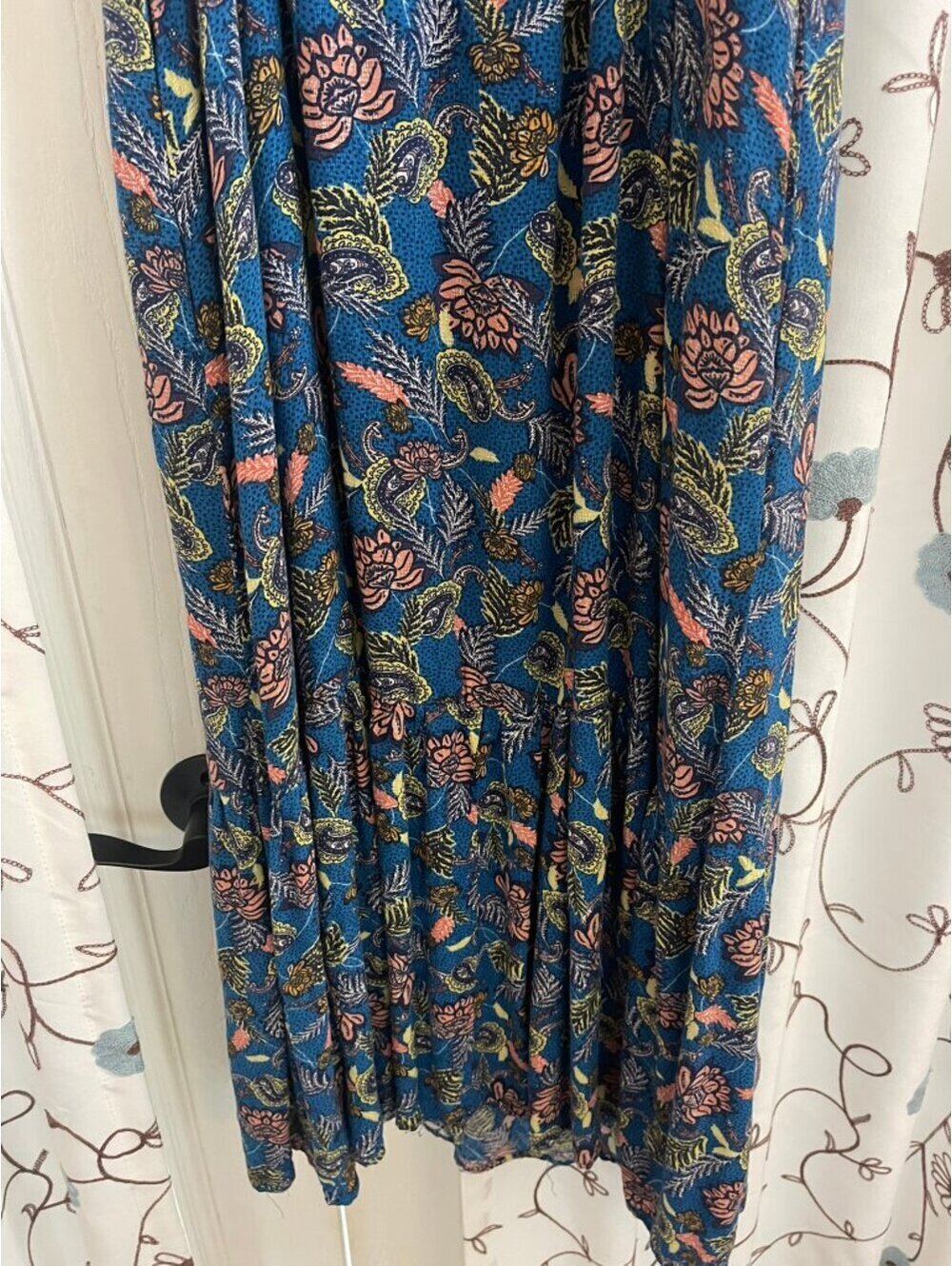 NWOT | Knox Rose | XS | Blue Floral Paisley Tiered Midi Dress - Picture 8 of 8